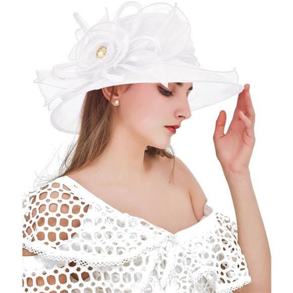 Organza Church Fascinator Hats 022 White